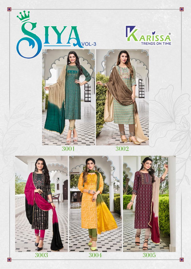 Karissa Siya 3 Trendy Wholesale Kurti With Bottom Dupatta Collection